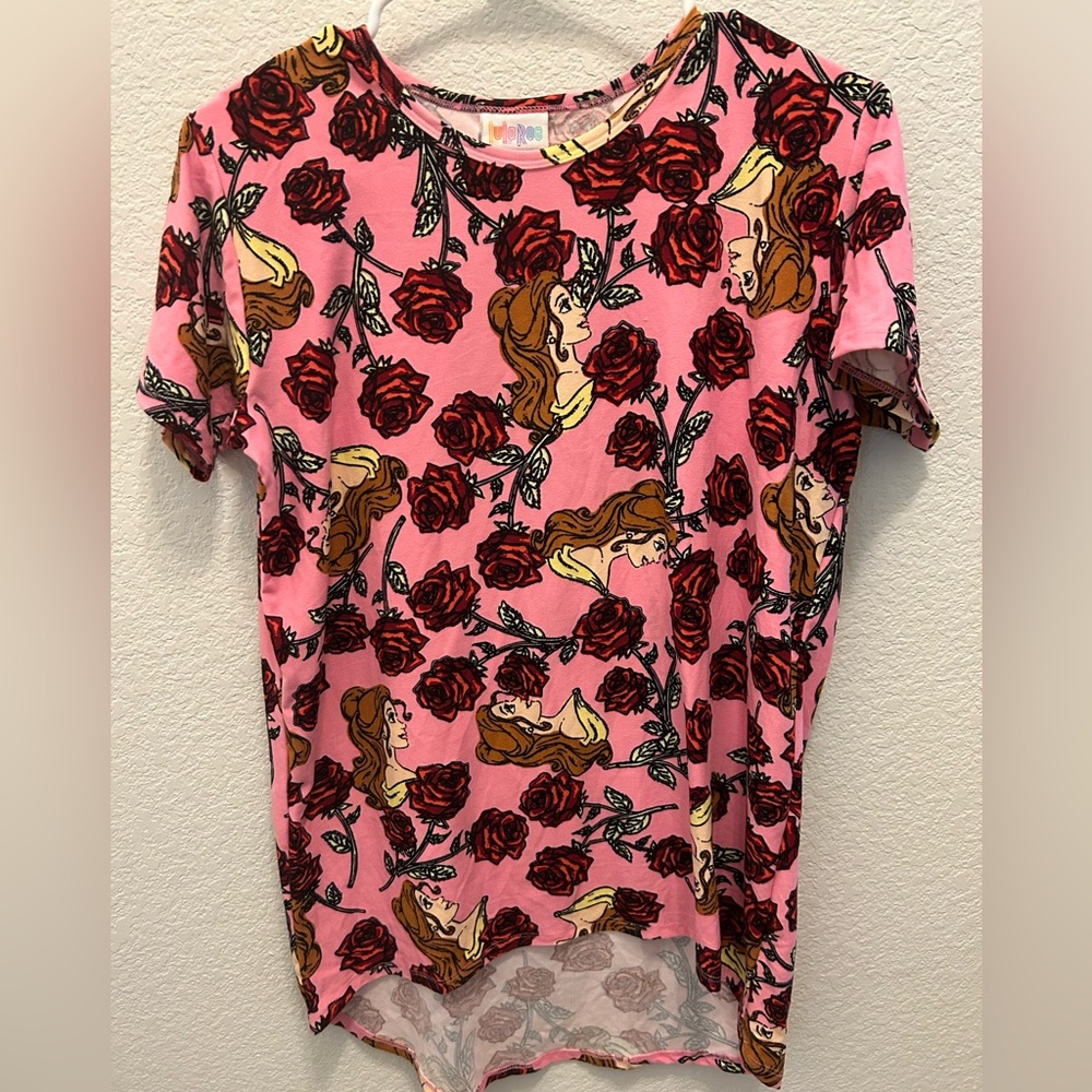 Lularoe Belle, Beauty and the Beast top, girls 14. Soft and stretchy! Euc!
